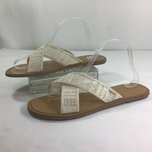 Toms Mesh Cross Strap Embroidered Boho Slip-On Sandal